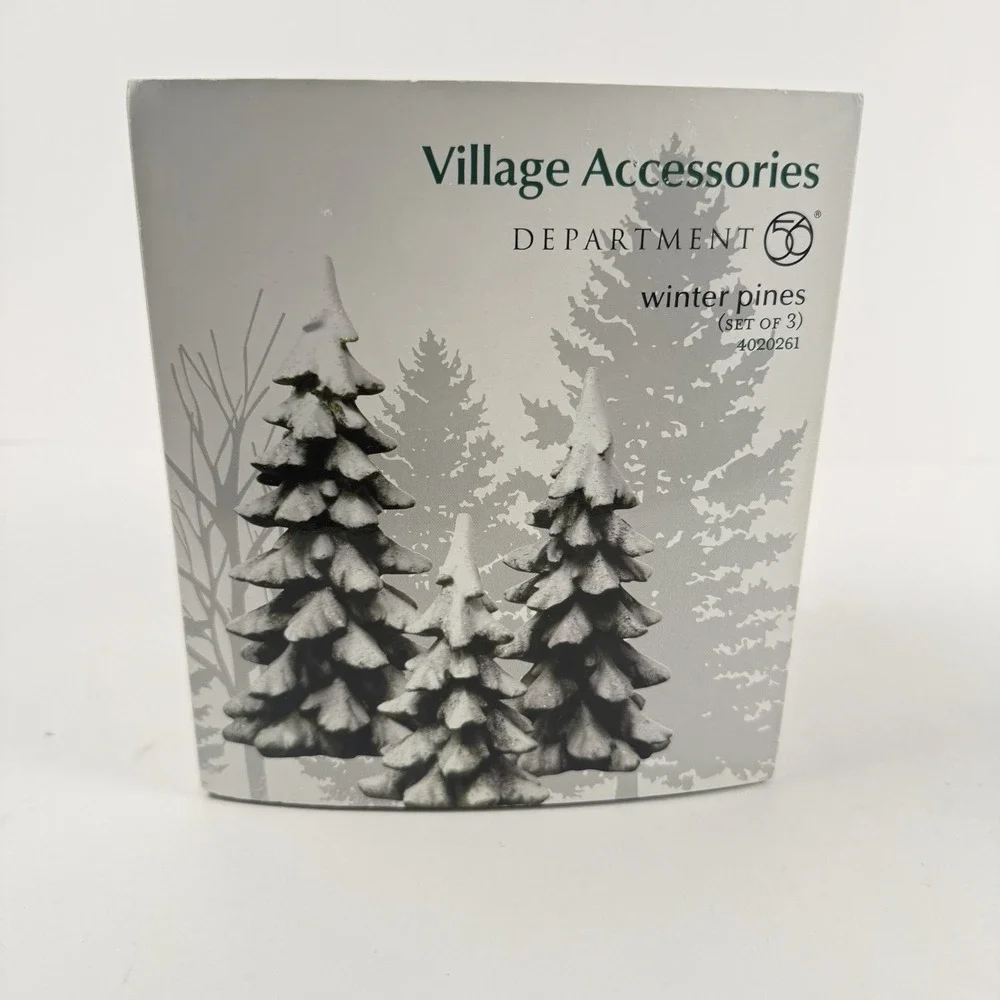 Department 56 Village Accessories Winter Pines Trees Christmas Set of 3 #4020261